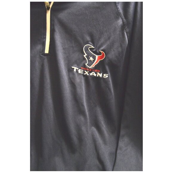 Houston Texans Men's Sz M Long Sleeve Collared Polo Shirt Navy Blue Zipper Neck - Picture 2 of 4